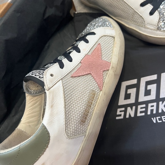 Golden Goose Superstar white grey card-silver glitter, 37 orig box & bag RARE - Picture 2 of 9
